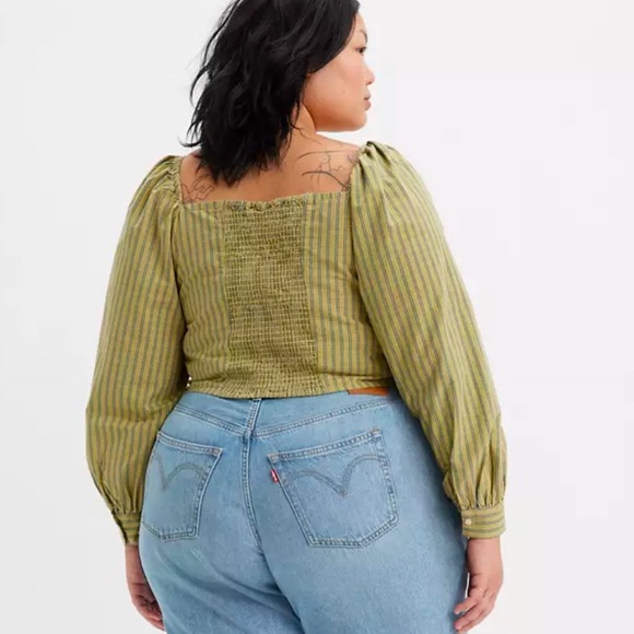 LEVIS Devin Blouse Plaid Top, Smocked back - Picture 2 of 11